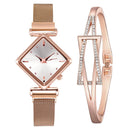 Relógio Quartzo Quadrado + Pulseira - FineWoman