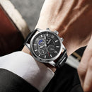 Relógio de Couro Masculino | Elegant Boss - Aço Inoxidável